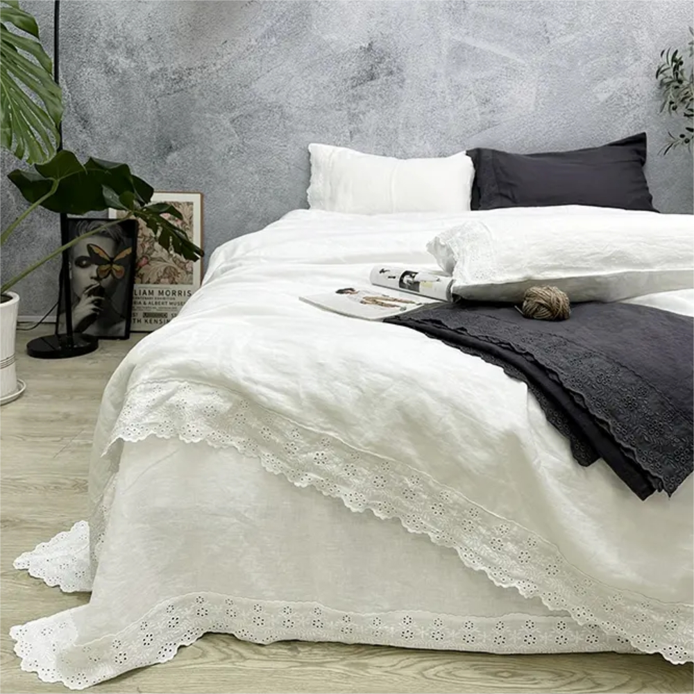 Pure Linen Lace Four-Piece Bedding Set