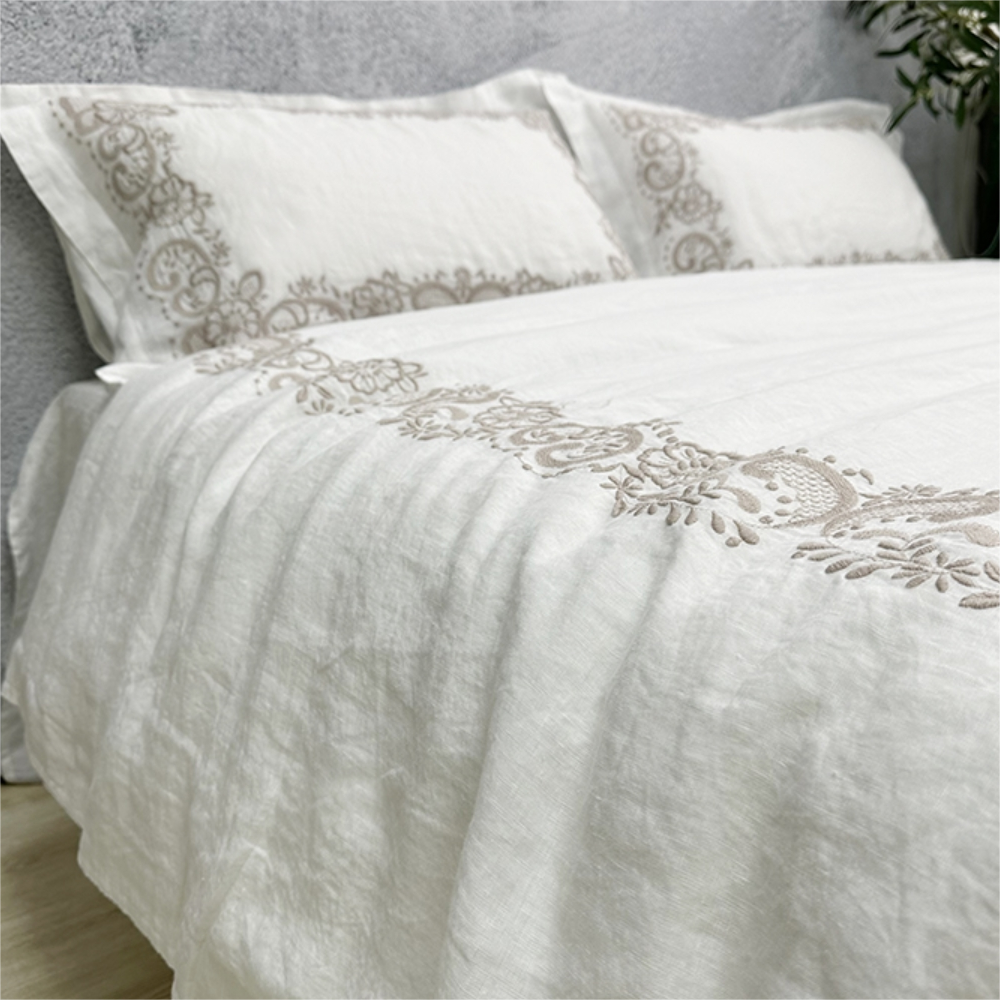Modern Floral Pure Linen Four-Piece Bedding Set