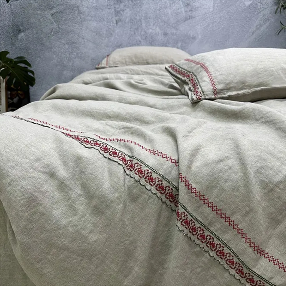 Persian-Inspired 100% Ramie Four-Piece Bedding Set