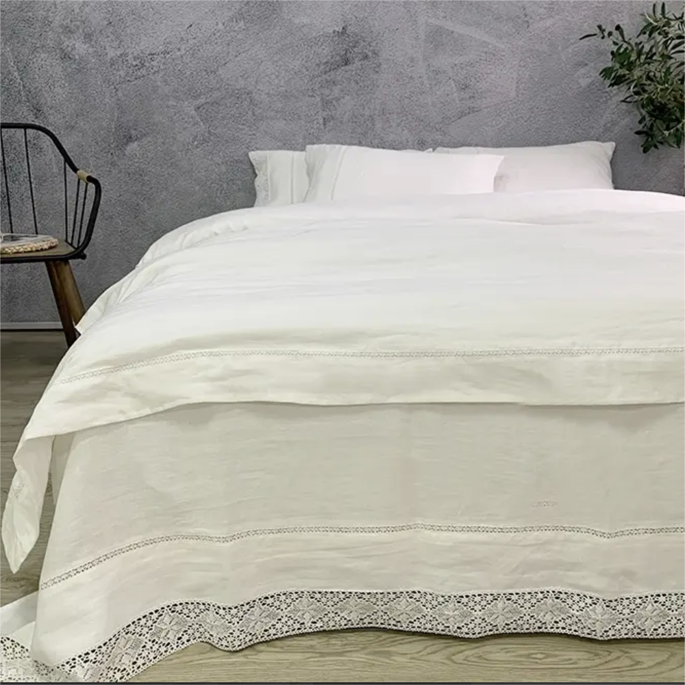 Modern White Pure Linen Four-Piece Bedding Set