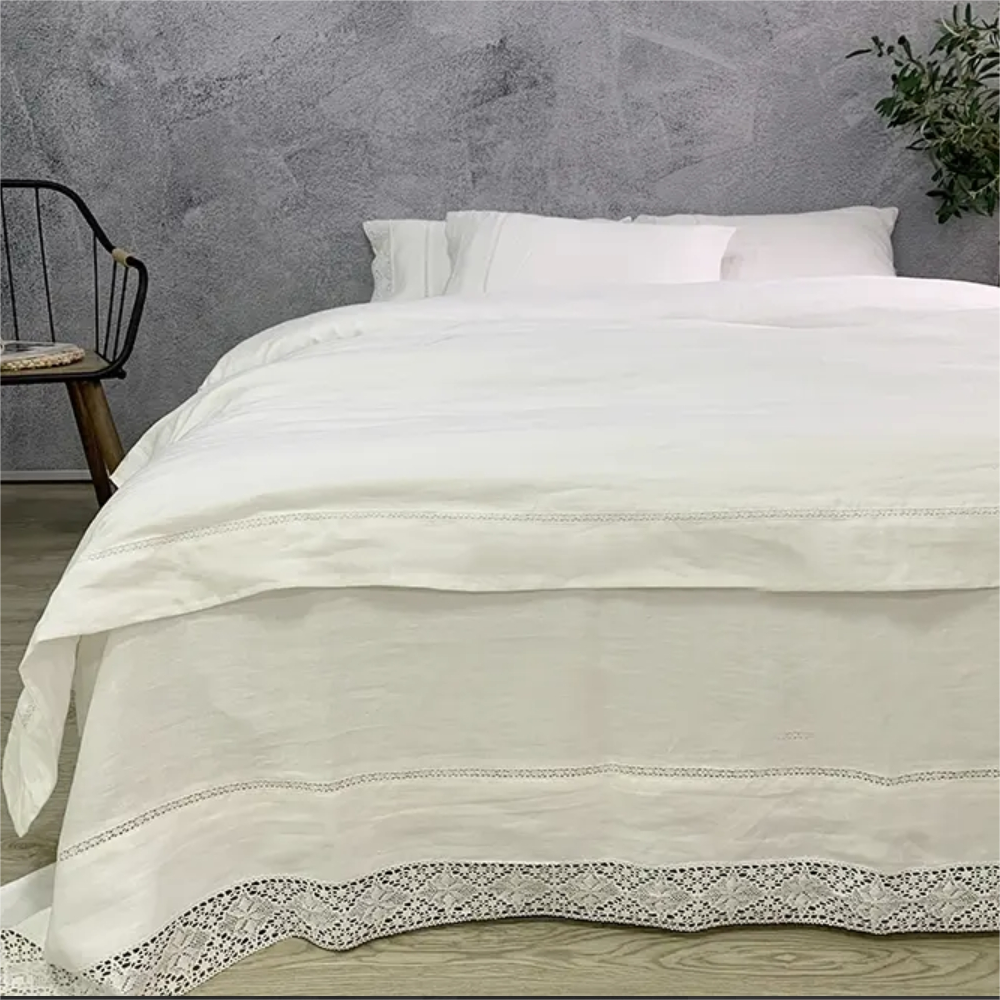 Natural White Pure Linen Four-Piece Bedding Set