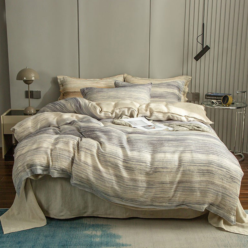 Romantic Blue Linen 4-piece Bedding Set