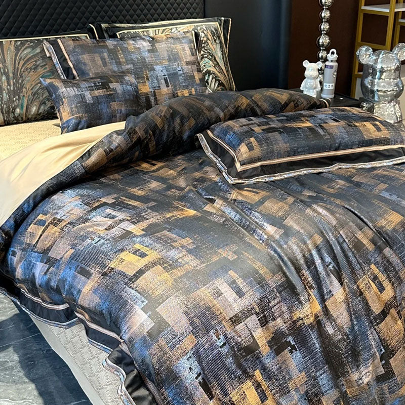 Oil Painting Embroidery Bedding Set Cotton-Silk Material