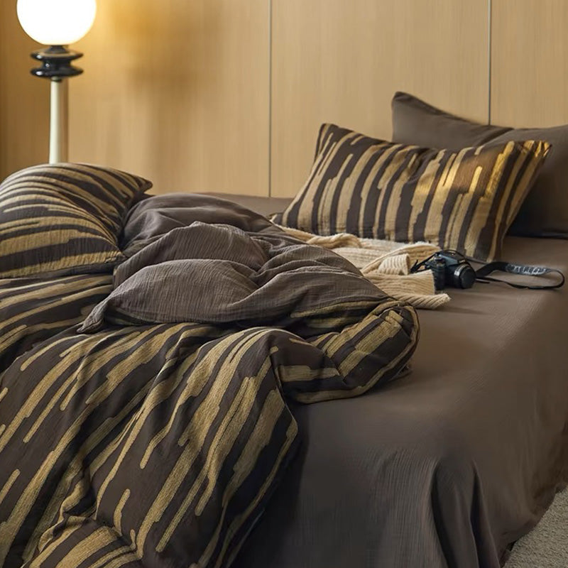 Romantic Striped 100% Cotton 4-piece Bedding Set