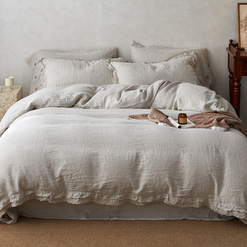 Natural Han Linen Neutral 4-piece Bedding Set