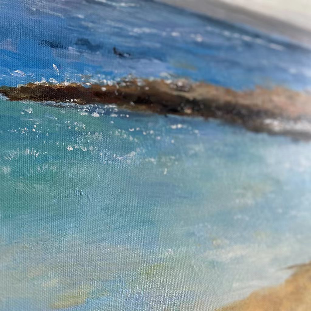 Quiet Seaside Cottage Handmade Oil Painting