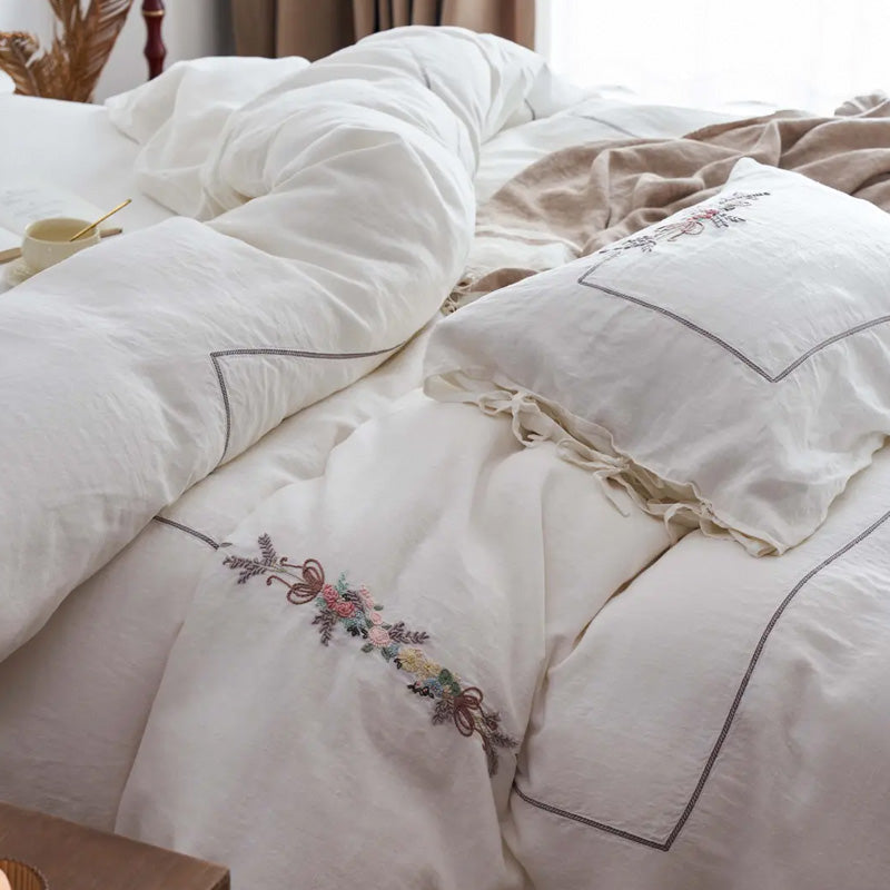 Floral Whisper Pure Linen Bedding Set