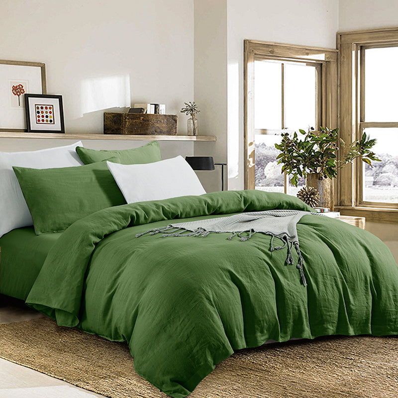 Natural Linen Green 4-piece Bedding Set