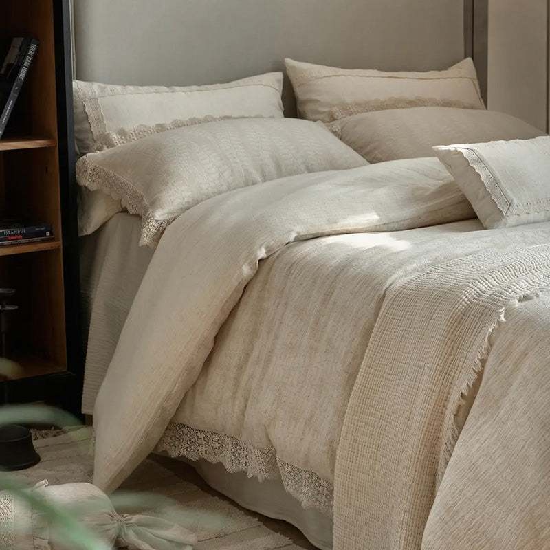 Soft Linen Lace 4-piece Bedding Set