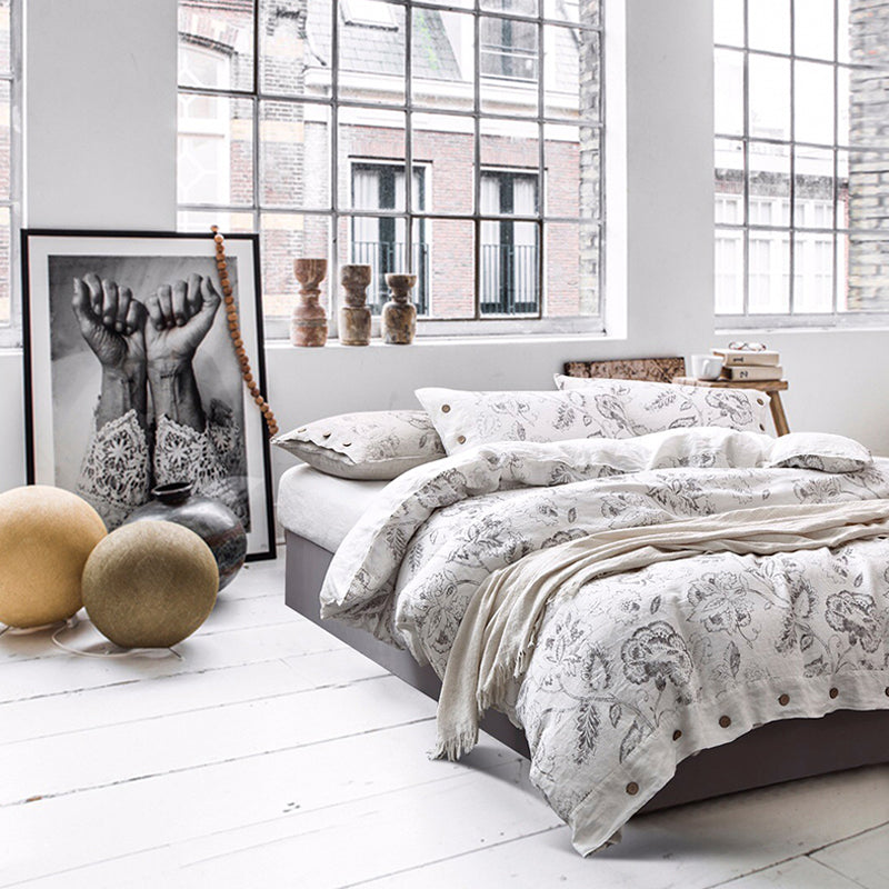 Garden Flowers 100% Linen 4-piece Bedding Set