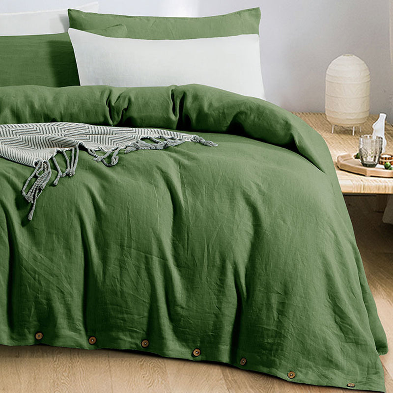 Natural Linen Green 4-piece Bedding Set