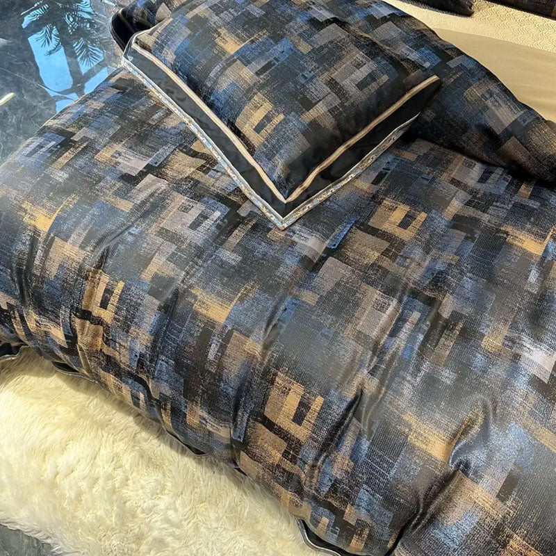 Oil Painting Embroidery Bedding Set Cotton-Silk Material