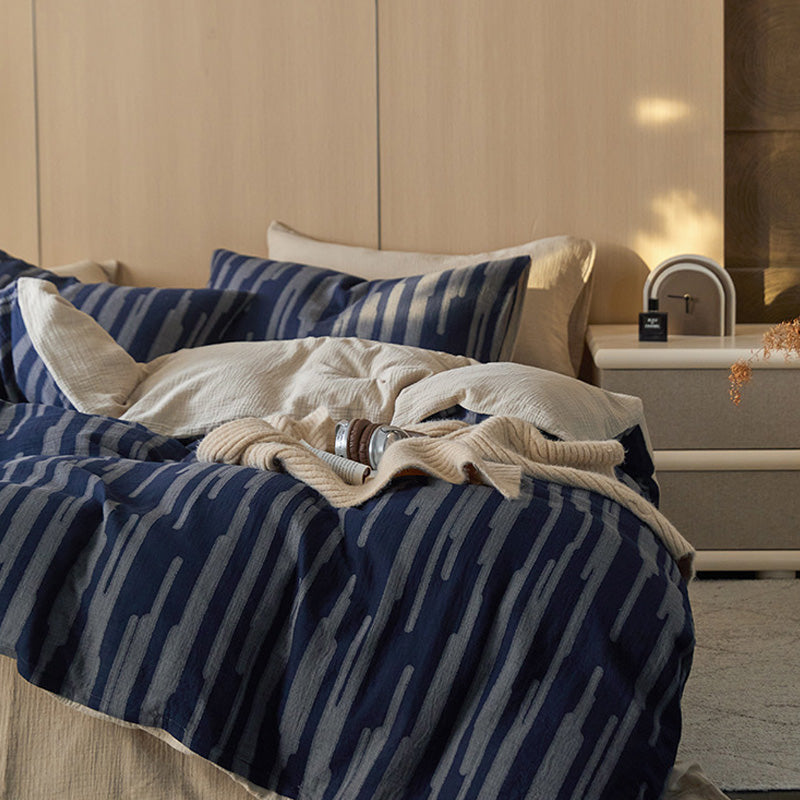 Romantic Striped 100% Cotton 4-piece Bedding Set