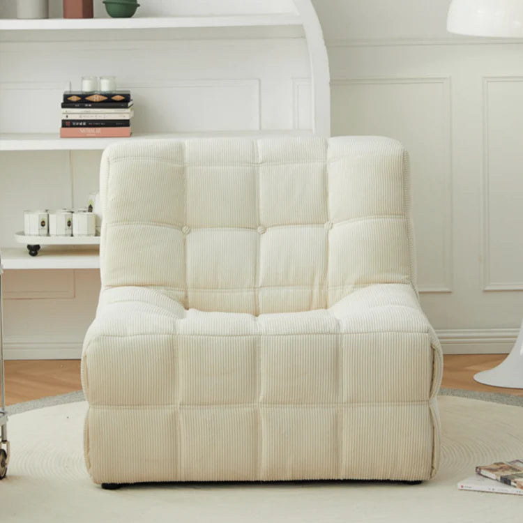 Beige Corduroy Fabric Full Foam Accent Chair