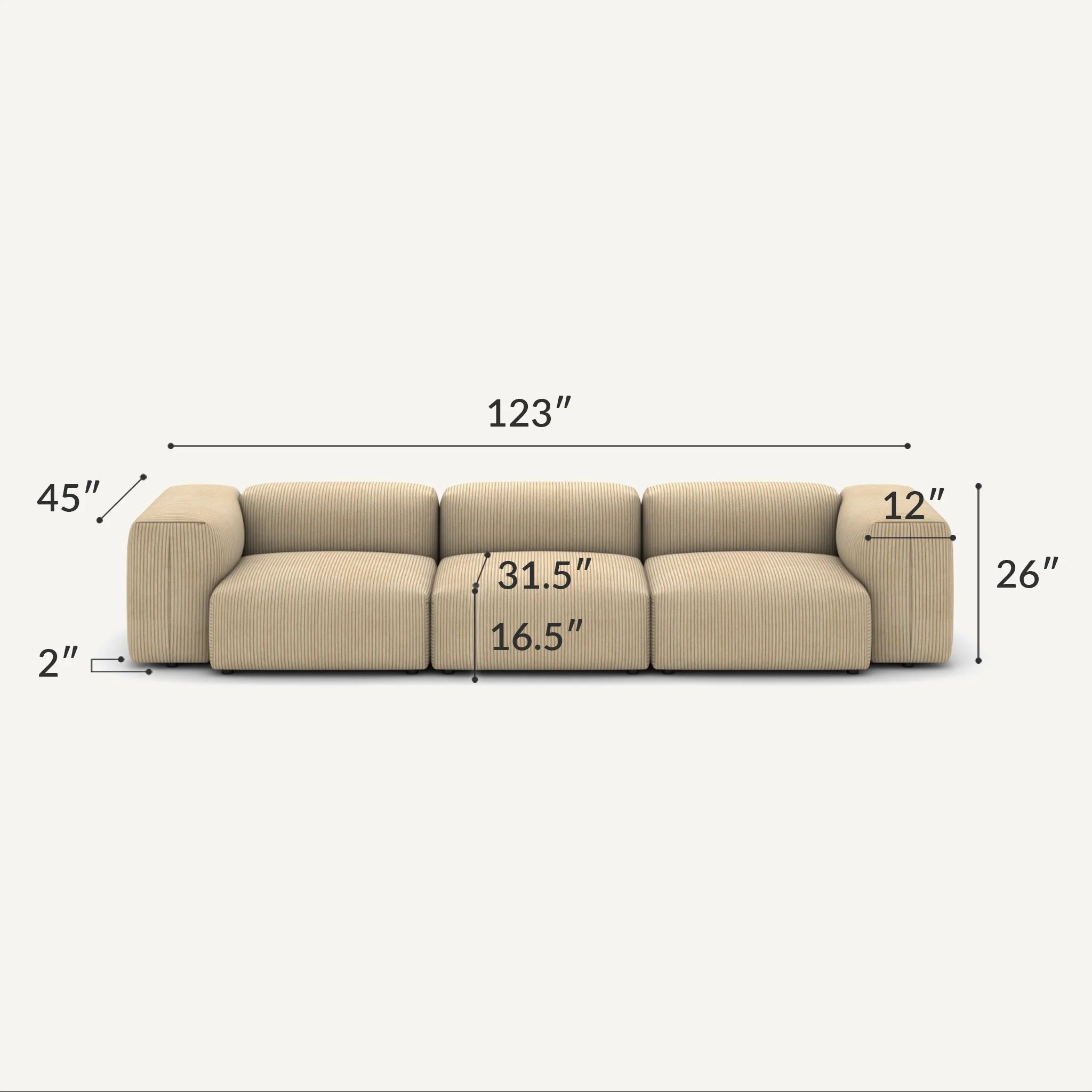 Cloud Sofa All-Foam Corduroy Fabric Sofa