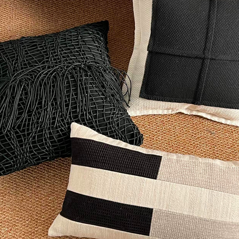 Monochrome Elegance Cotton&Linen Pillow