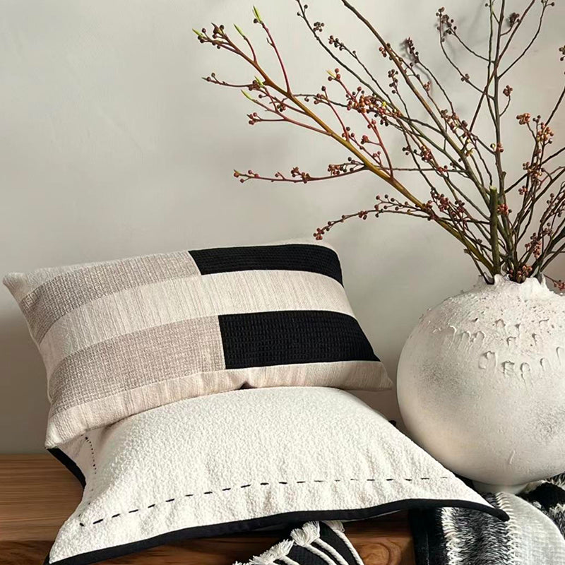 Monochrome Elegance Cotton&Linen Pillow