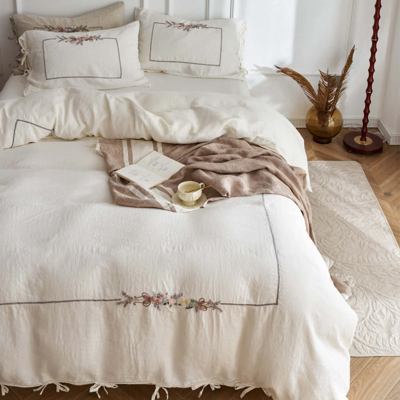 Floral Whisper Pure Linen Bedding Set