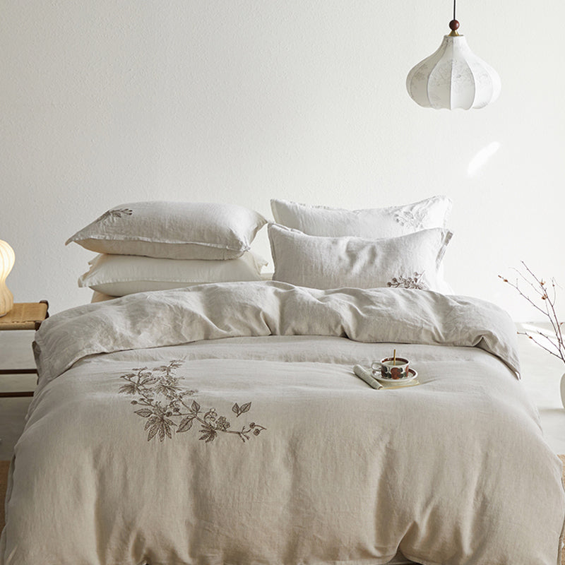 Natural Branches Linen 4-piece Bedding Set
