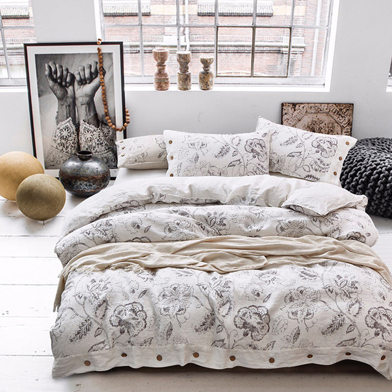 Garden Flowers 100% Linen 4-piece Bedding Set