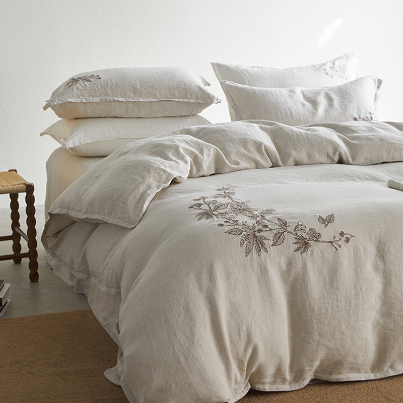 Natural Branches Linen 4-piece Bedding Set