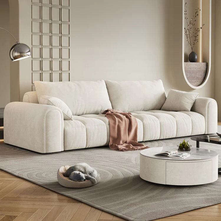 White Channeled Full Foam Tufted Sofa