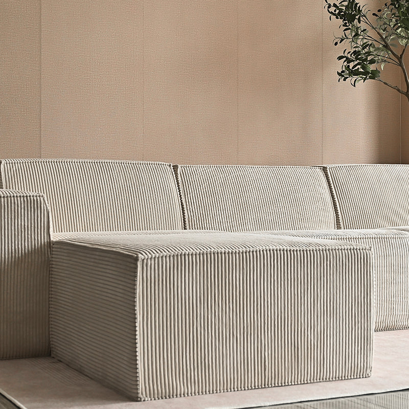 Full Foam Corduroy Three-Seater Sofa Set with Ottoman